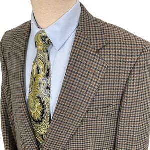 Woolrich Blazer Mens 43R Brown Blue Check Tweed